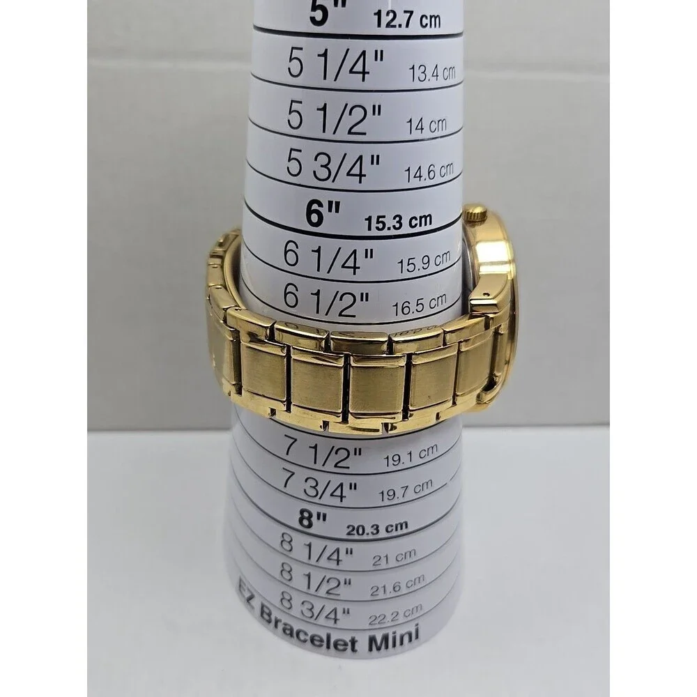 Armitron Mens Gold Tone Green Dial Day Date Quartz Watch 20/4935GP New Battery